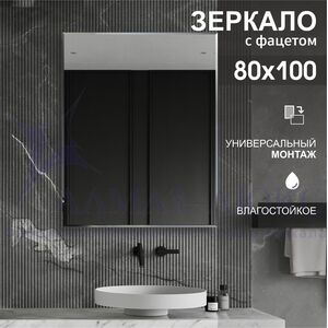 Зеркало прямоугольное с фацетом С-025 (100х80)