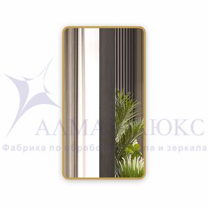 Зеркало Д-081 (1100х600 мм) с золотой окантовкой (УФ-печать)