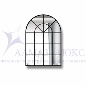 Зеркало Д-064 (700*1000 мм)  с УФ-печатью (декоративное окно/чёрный)