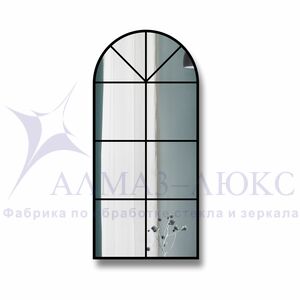 Зеркало Д-067 (700*1500 мм) с УФ-печатью (декоративное окно/чёрный)