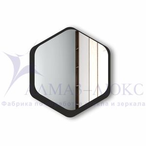 Зеркало Д-072 (750*670 мм)  с УФ-печатью (декоративное зеркало - соты/чёрный)