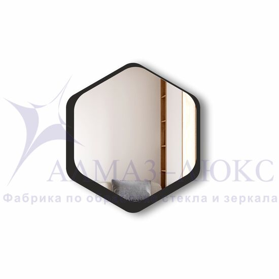 Зеркало Д-073 (600*536 мм)  с УФ-печатью (декоративное зеркало - соты/чёрный) в Минске и Беларуси