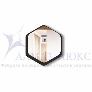 Зеркало Д-074 (450*402 мм)  с УФ-печатью (декоративное зеркало - соты/чёрный)