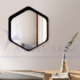 Зеркало Д-074 (450*402 мм)  с УФ-печатью (декоративное зеркало - соты/чёрный) в Минске и Беларуси