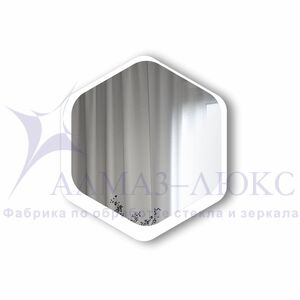 Зеркало Д-076 (750*670 мм)  с УФ-печатью (декоративное зеркало - соты/белый)