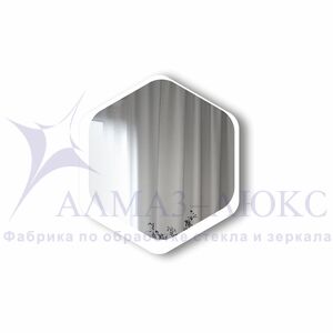 Зеркало Д-077 (600*536 мм)  с УФ-печатью (декоративное зеркало - соты/белый)