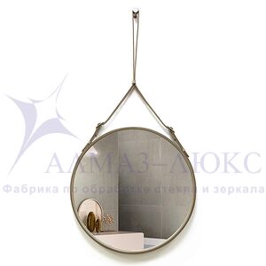Зеркало круглое в кожаной раме К-04-1