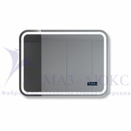 Зеркало с фронтальной подсветкой, с сенсорной кнопкой, часами, датой, подогревом, датчиком температуры Lima 8060mh-6 (80х60 см) в светонепропускающем коробе/холодный свет в Минске и Беларуси