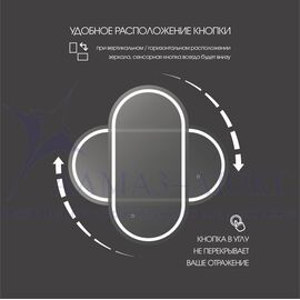 Зеркало с фронтально-фоновой подсветкой, c сенсорной кнопкой Ottawa 12060s-6 (120*60 см) в непрозрачном коробе/холодный свет в Минске и Беларуси