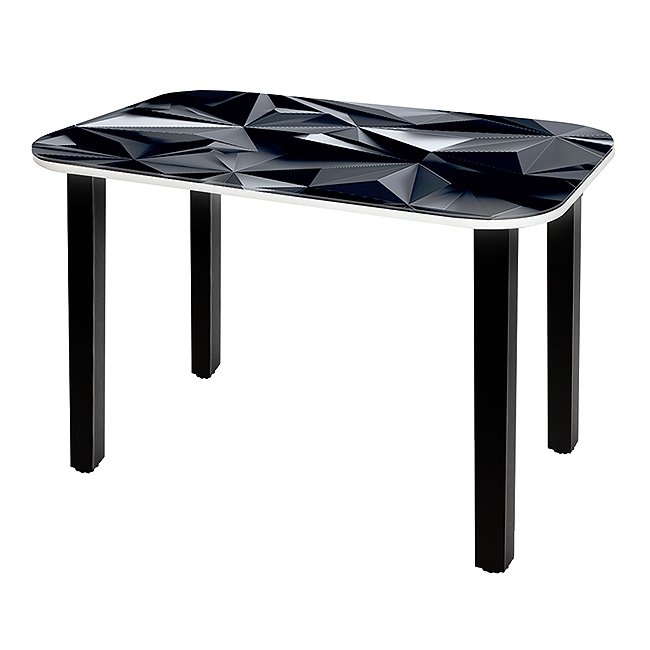 Стеклянный стол на черных ножках